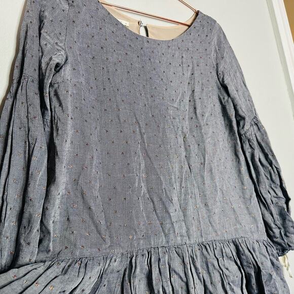 PAPER CROWN Women's Gray Speckled Copper Ties at Wrist Oversized Dress Size XS - Picture 7 of 9